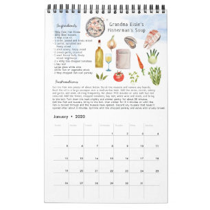 Calendário Heirloom de Receita Familiar   Watercolor