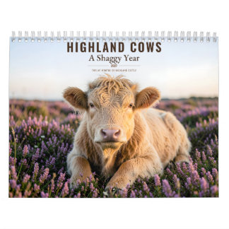 Calendário Highland Cows 2027 Shaggy Cow Farmhouse Decor