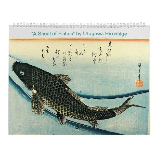 Calendário  Hiroshige é um cardume de peixes Impressão japonê (Capa)