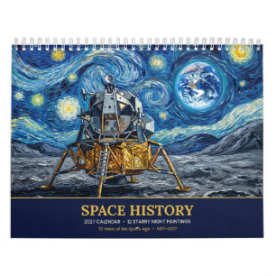 Calendário História Espacial 2027 Nave Espacial Noite Estrela