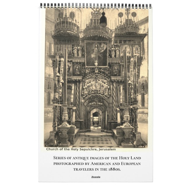 Calendário Holy Land Bible Christian Sites Church Family (Verso)