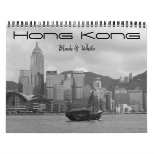 Calendário Hong Kong preto e branco 2026