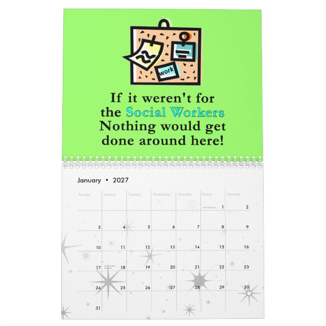 Calendário Humor do trabalho social (Jan 2027)