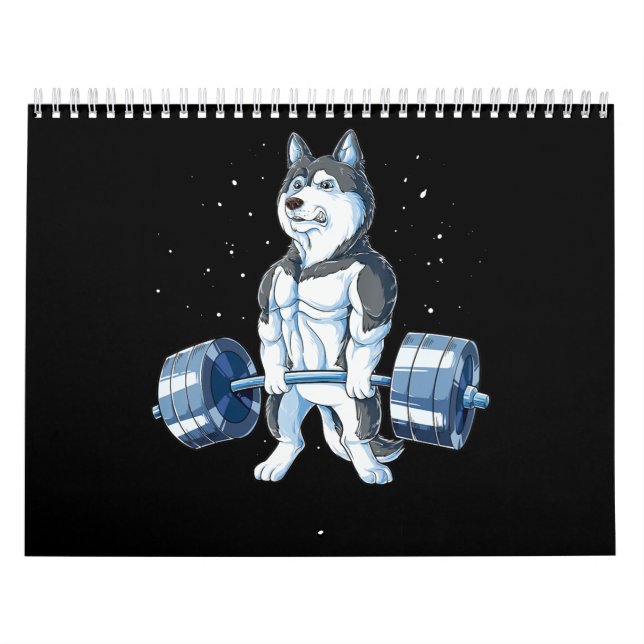 Calendário Husky Siberiano Levantando Engraçados (Capa)