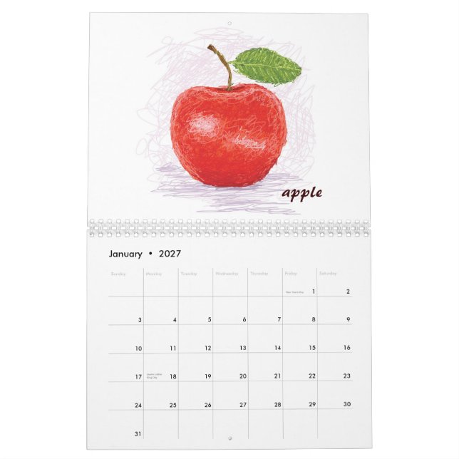 calendário III de 2013 frutas (Jan 2027)