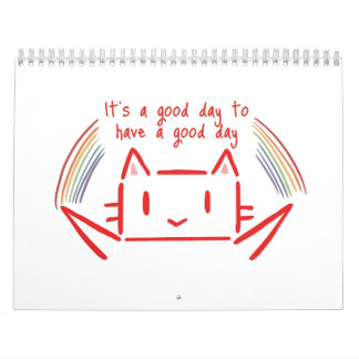 Calendário Ilustração de Gato Minimalista Fofa