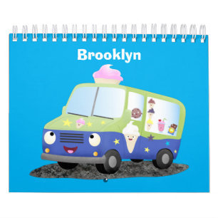 Calendário Ilustração de máquinas e cartoons de transporte