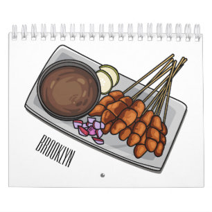 Calendário ilustração do desenho animado de comida