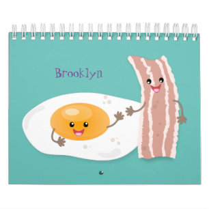 Calendário ilustração do desenho animado de comida