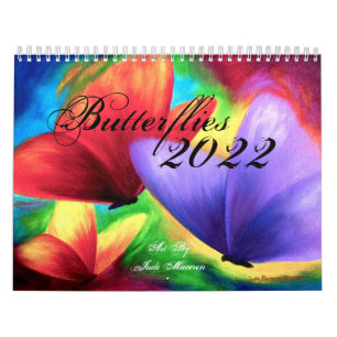 Calendário Ilustração Floral de Borboleta Colorida Moderna 20