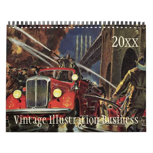 Calendário Ilustração Vintage de Empregos e Ocupações Comerci (Capa)