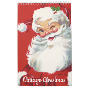 Calendário Ilustração Vintage Papai Noel Natal