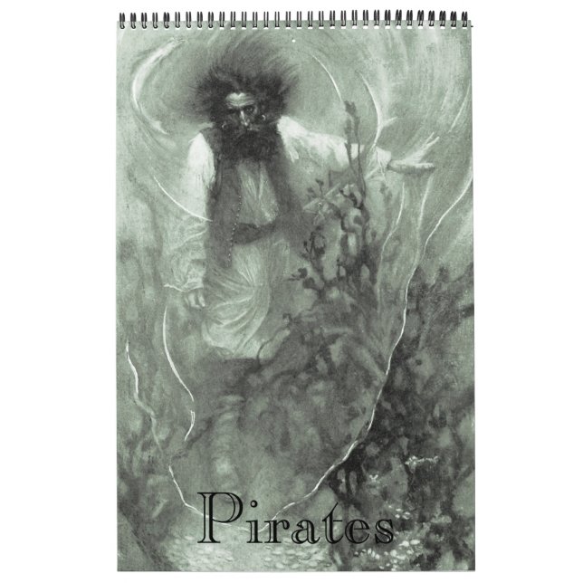 Calendário Ilustração Vintage Pirata de 12 Meses (Capa)