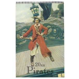 Calendário Ilustração Vintage Piratas e Buccaneers