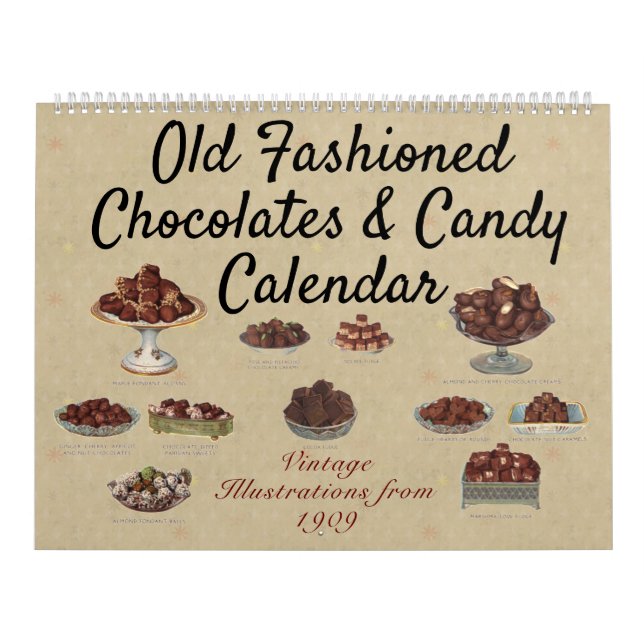 Calendário Ilustrações antigas de chocolates e doces (Capa)