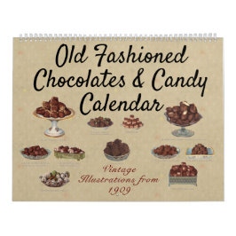 Calendário Ilustrações antigas de chocolates e doces