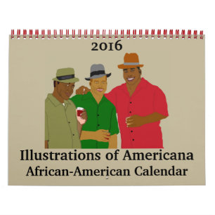 Calendário Ilustrações da Americana afro-americana