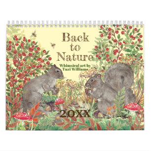 Calendário Ilustrações de Animais Divertidas e Caprichosas de