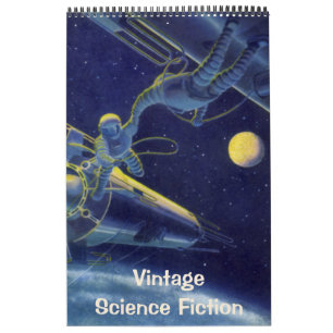Calendário Ilustrações de Ficção Científica Vintage, Retro Sc