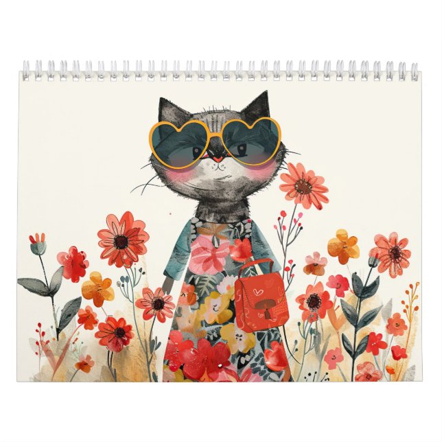 Calendário Ilustrações de Gato de Aquarela (Capa)