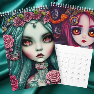 Calendário Ilustrações de Raparigas Góticas Ricaso