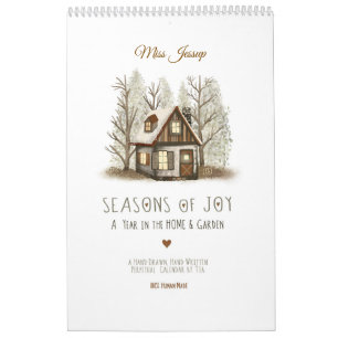 Calendário Ilustrações Pintadas à Mão & Poemas Mensais Aconch