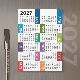Calendário Ímã 2027 - Meses coloridos funky