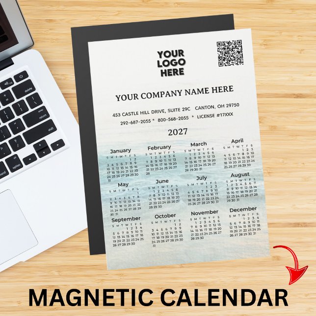 Calendário Ímã 2027 Nome da Empresa Logotipo Códig (Criador carregado)
