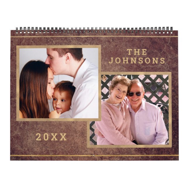 Calendário Imagem Fotográfica Personalizada Dourada (Capa)