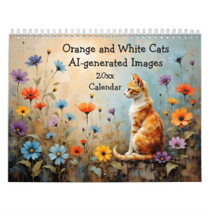 Calendário Imagens geradas por IA de Gatos Laranja e Branco