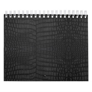 Calendário Impressão de Couro Crocodilo Preto Faux