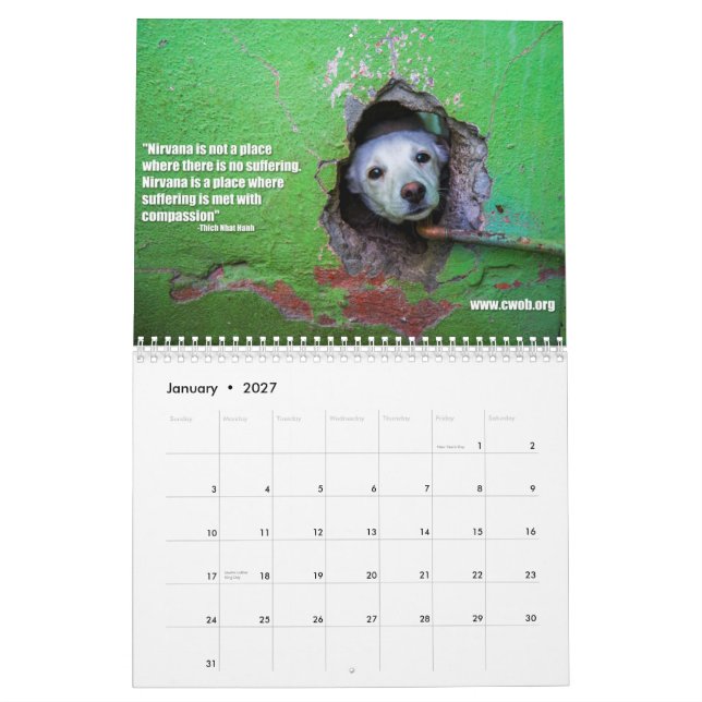 Calendário impresso costume (Jan 2027)