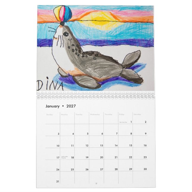 Calendário impresso costume da arte 2014 de Dina (Jan 2027)