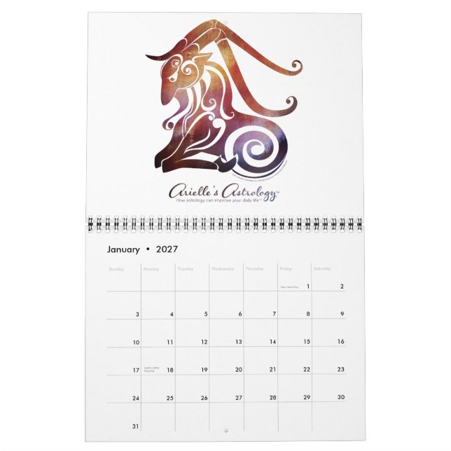 Calendário Impresso Personalizado de Astrologia de (Jan 2027)