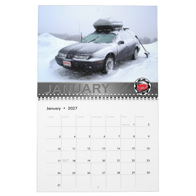 Calendário Impresso Personalizado do Clube de Auto (Jan 2027)
