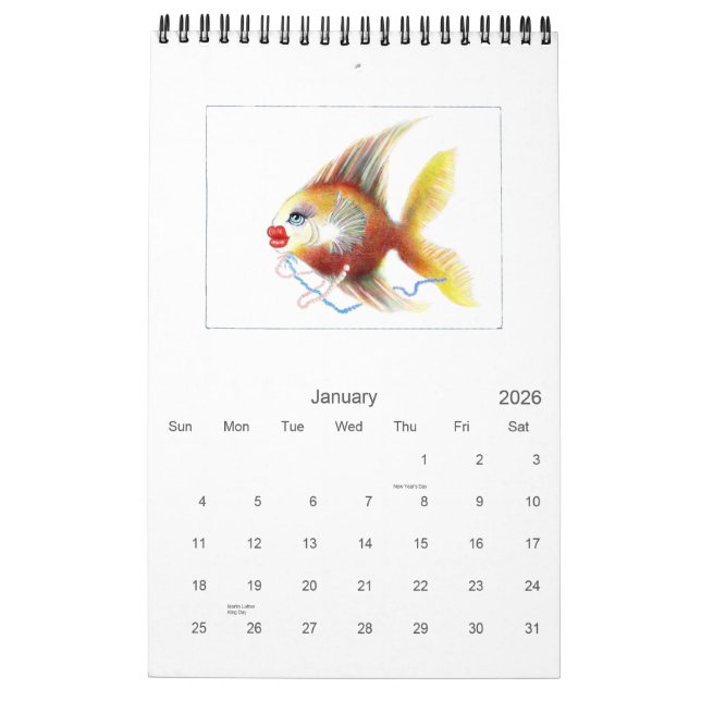 Calendário Impresso Personalizado: Fantasy Fish (Jan 2026)