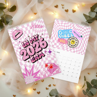 Calendário In My 2026 Era Pink Aesthetic Calendar with Quotes