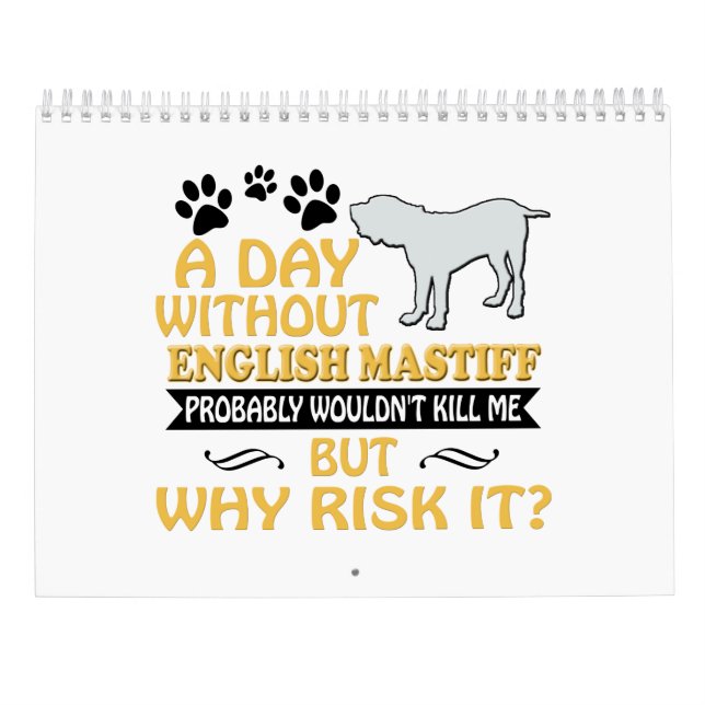 Calendário inglês 2019 do Mastiff mamã de 2020 (Verso)