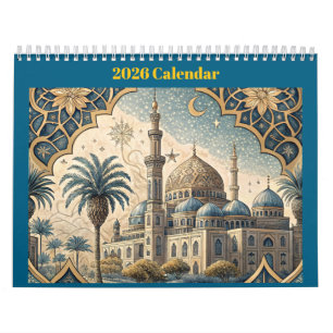 Calendário Inglês 2026 com Designs/ Citações Islâm