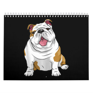 Calendário Inglês Bulldogs Incríveis Cachorro Engraçado