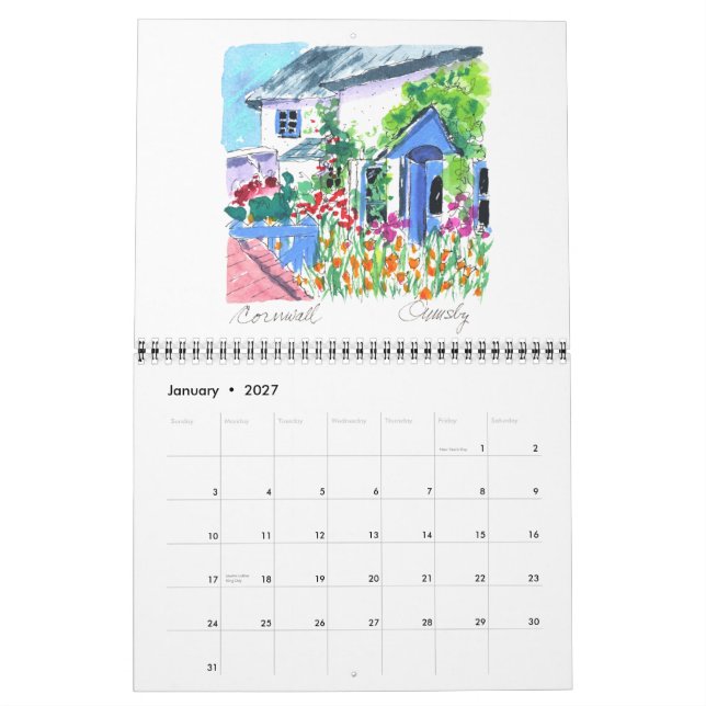 Calendário Inglês — Country Cottages 2013 Calendar (Jan 2027)