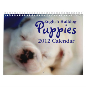 Calendário inglês dos filhotes de cachorro 2012 
