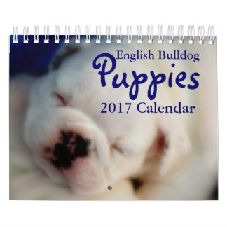 Calendário inglês dos filhotes de cachorro 2017 do