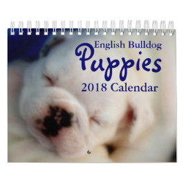 Calendário inglês dos filhotes de cachorro 2018 do