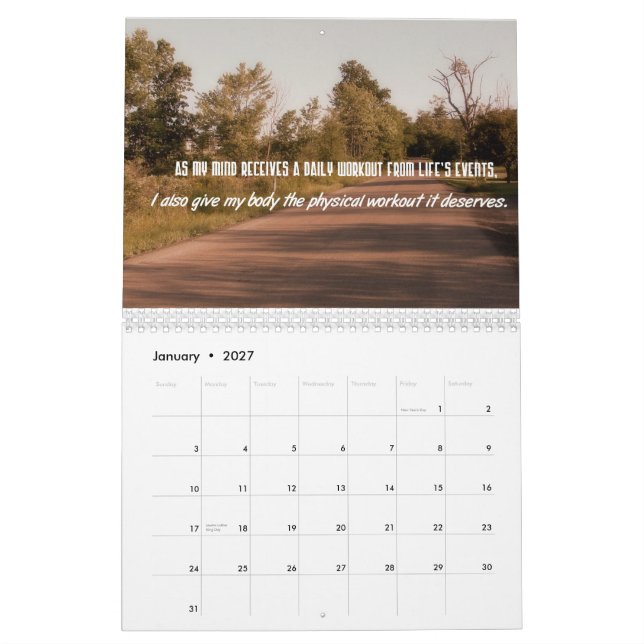 Calendário inspirador das citações da perda de (Jan 2027)