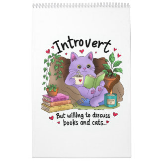 Calendário Introvertido Mas Disposto a Discutir Livros e Gato