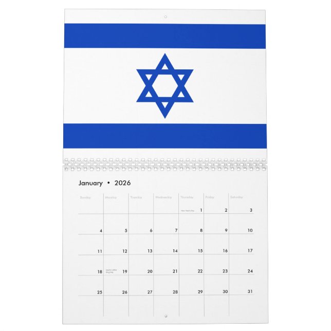 Calendário Israel banque o moderno patriota moderno (Jan 2026)
