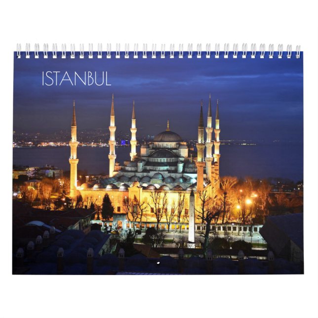 Calendário Istambul Blue Mosque Night Scenery Viagem Turquia (Capa)