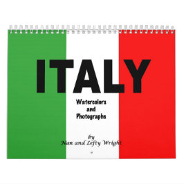 Calendário italiano das fotos e aquarelas