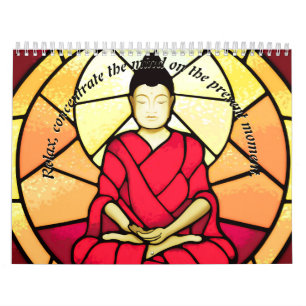 Calendário Janela de vidro da mancha de Bali buddha
